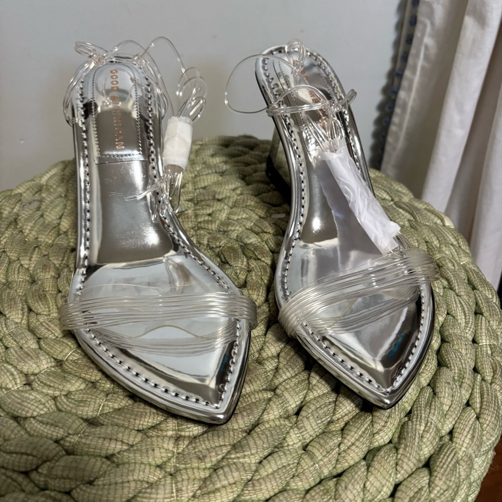 NEW Good American Cinder-f*cking Rella Clear Wedge Sandal Size 8 - Picture 8 of 14